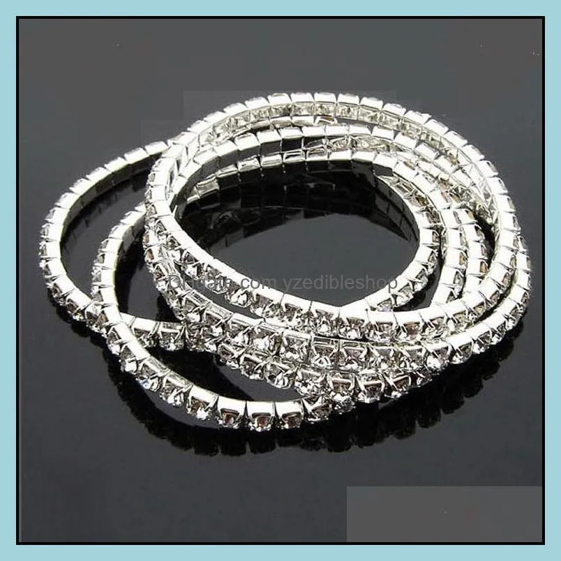 charm bracelets bangles silver plated fashion super flash imitation diamond singlerow silver stretch bracelet yzedibleshop