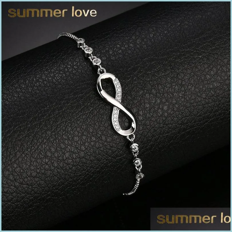  fashion silver color infinite bracelet bangle delicate simple personalized infinity 8 symbol chain adjustable bracelets girls