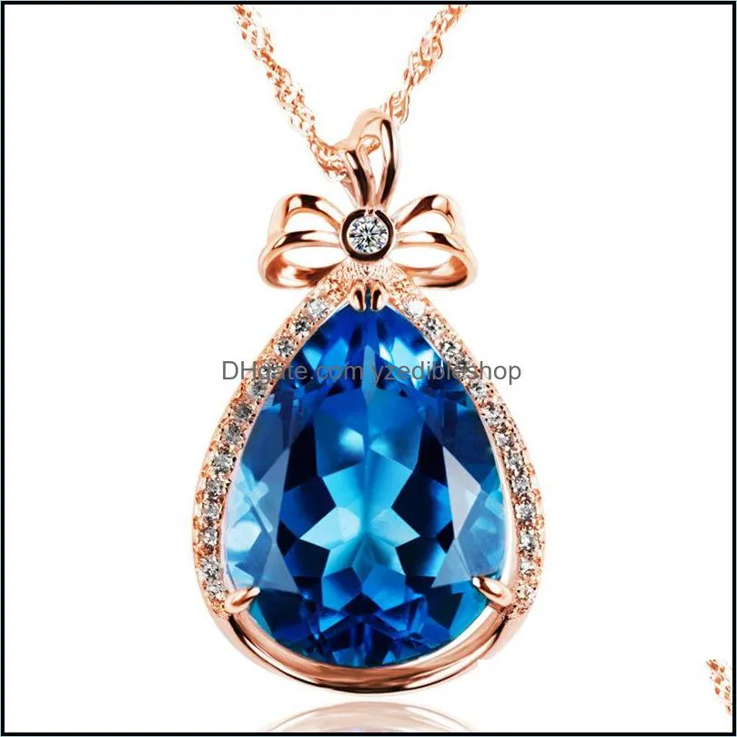 simple diamondstudded water drop diamond imitation topaz pendant necklace collar wedding party jewelry gif yzedibleshop