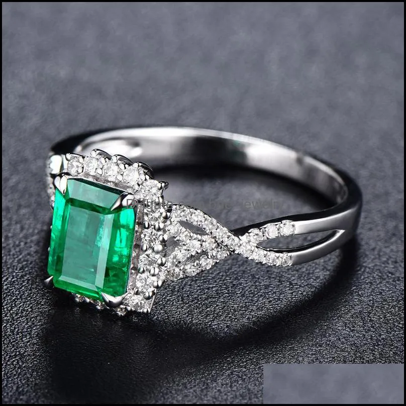 imitate emerald square shape inlay rings fashion women engagement opening simple ring jewelry gift 763 q2