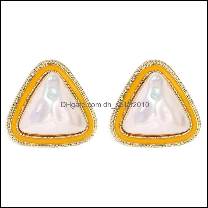 boho cute imitation pearl stud earrings fashion 4 colors triangle shaped earring jewelry accessories gifts 2501 y2