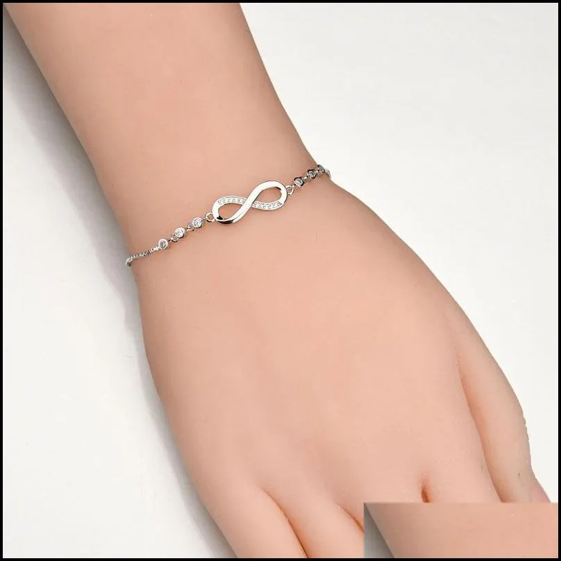  fashion silver color infinite bracelet bangle delicate simple personalized infinity 8 symbol chain adjustable bracelets girls