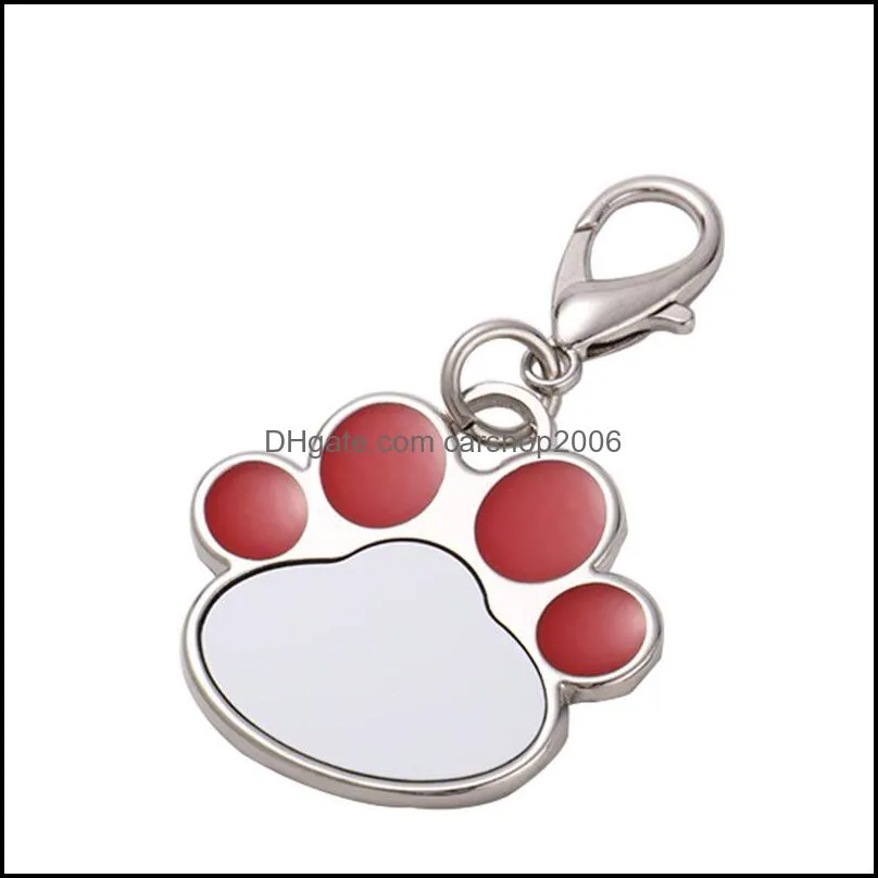 sublimation blank keychain pendant creative cat paw shape keychains heat transfer key chain diy pet keyring c3