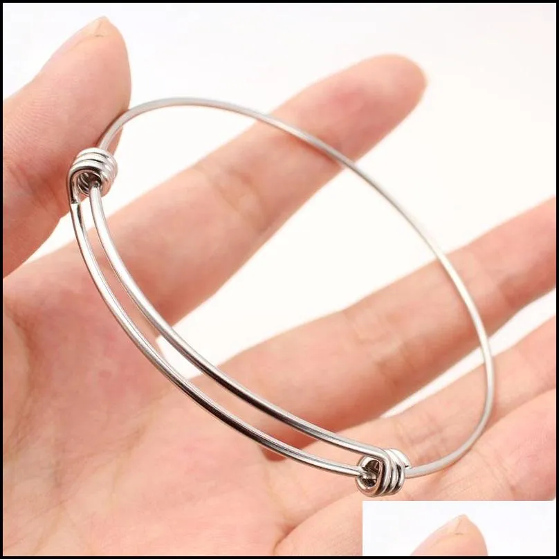 stainless steel expandable wire bangle bracelets for men women jewelry findings fashion diy silver charm bracelet