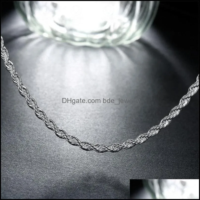  arrival flash twisted rope necklace men sterling silver plate necklace stsn067 fashion 925 silver chains necklace c3