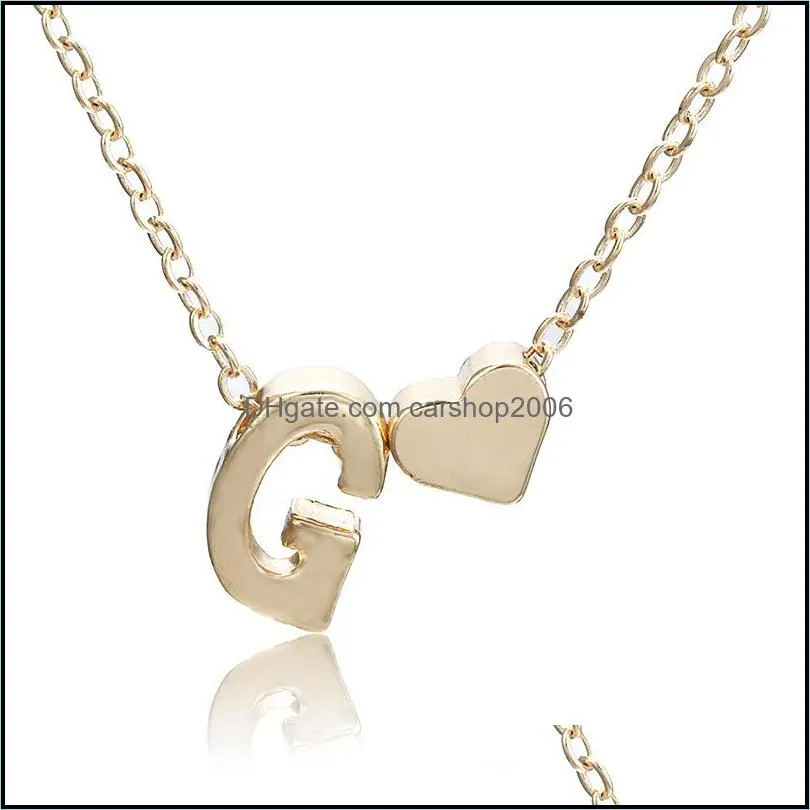 26 intial letter alphabet heart pendant necklace for women gold color az alphabet necklace chain fashion jewelry gift 879 r2