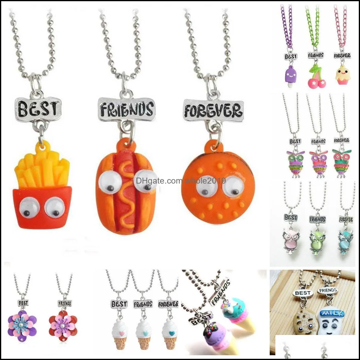 friends necklace cute child jewelry emulation resin burger dog necklace bff owl beautifully necklace ice cream jewelry