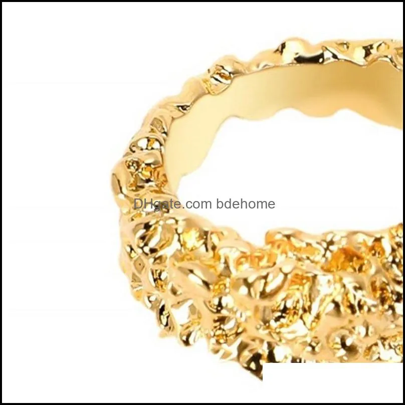 varole punk rock texture ring gold color simple finger rings for women fashion jewelry 332c3