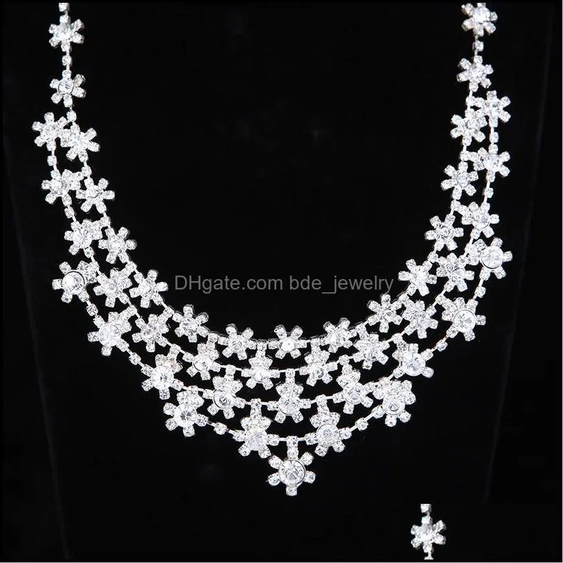 wedding set bridal necklace earring jewelry set bridal accessories simple and elegant crystal clavicle necklace for woman 511 q2