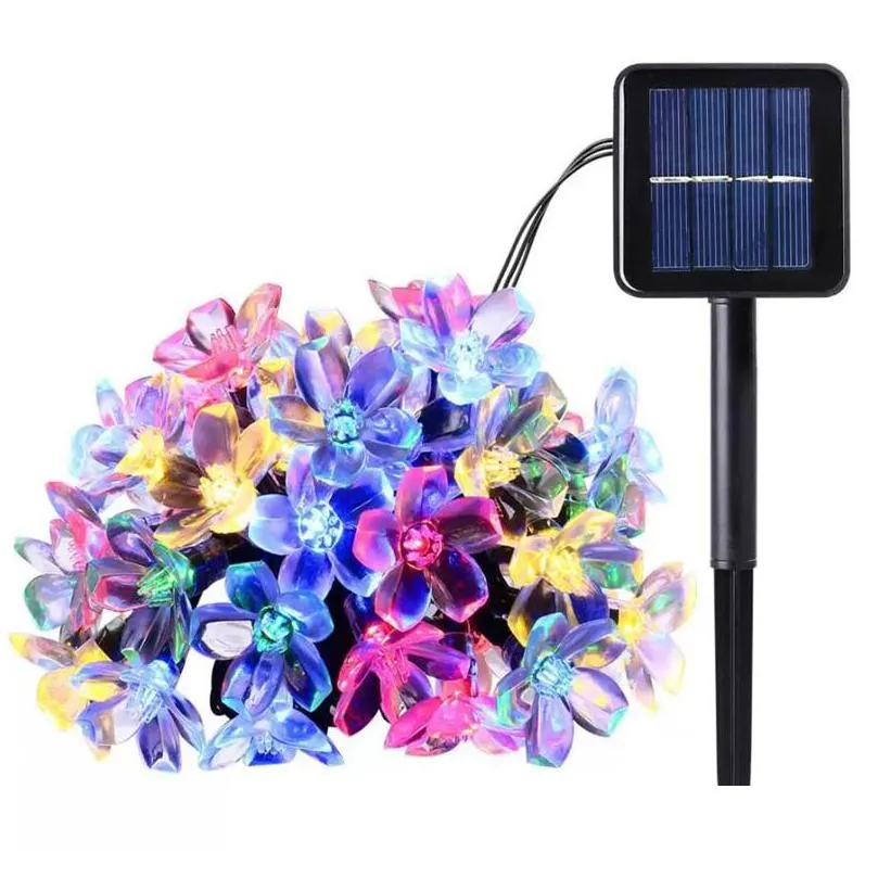 50 leds 7m peach ledertek flower solar lamp power led string fairy lights solar garlands garden christmas decor for outdoor