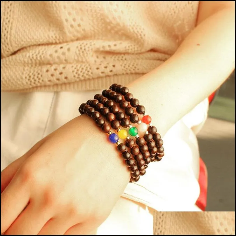 handmade 6mm 8mm wood braided beads bracelet for women men boho ethnic elastic pray bracelet fashion jewelry