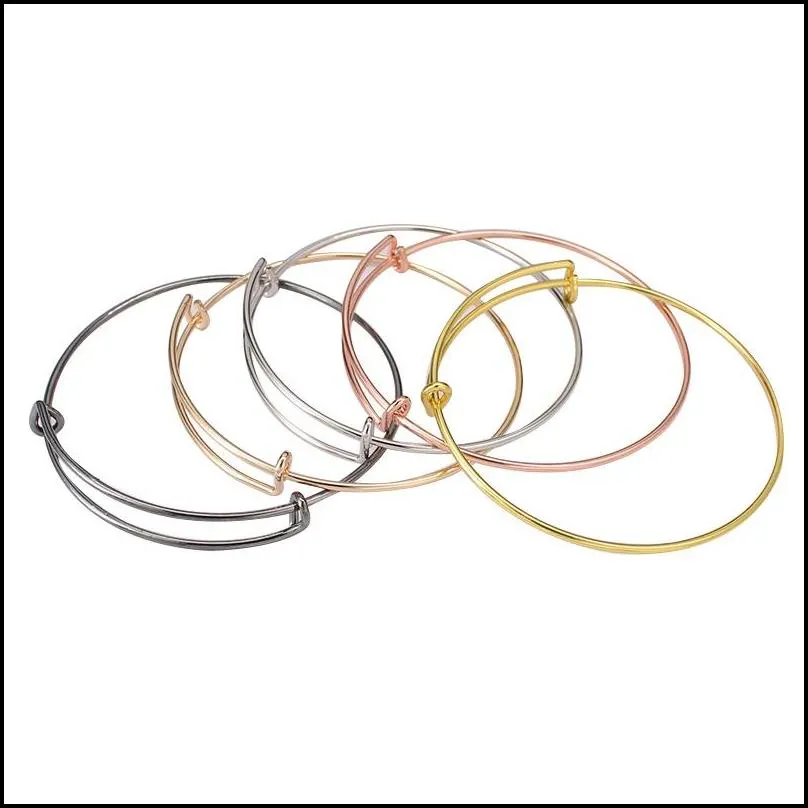  fashion silver gold wire bangle bracelet for diy beading small charm expandable usa bracelet trendy accessories wholesale