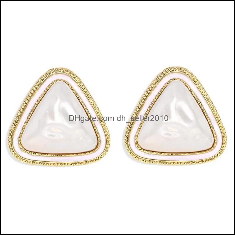 boho cute imitation pearl stud earrings fashion 4 colors triangle shaped earring jewelry accessories gifts 2501 y2