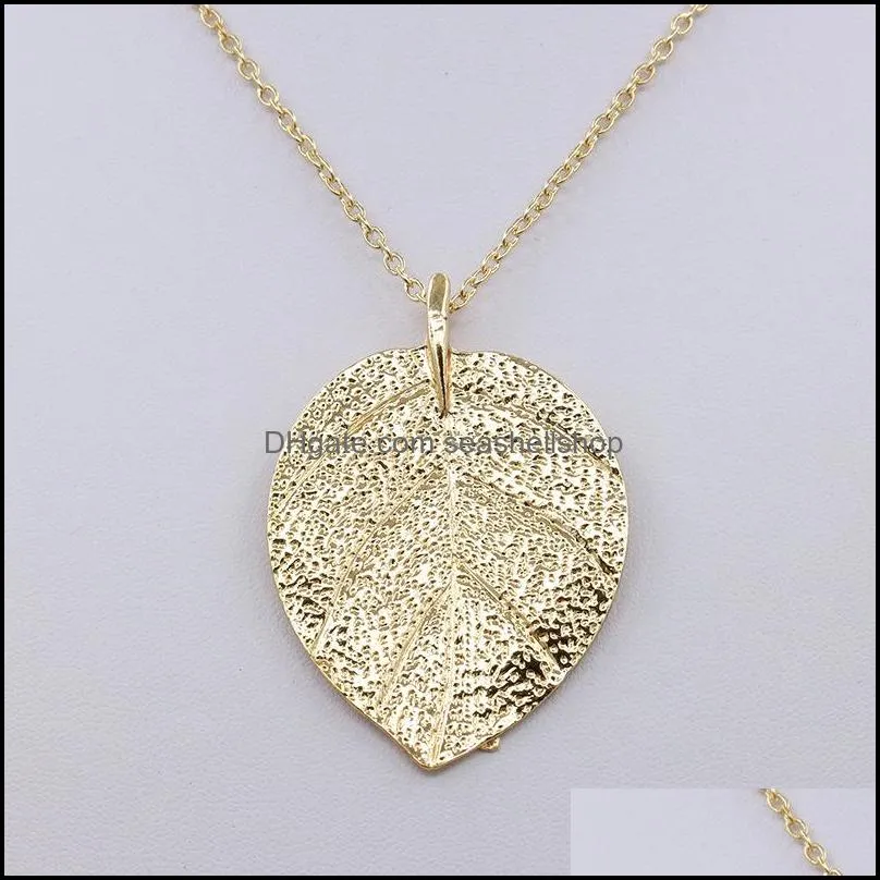 european vintage punk gold leaf leaves pendant necklace chain alloy pendants necklaces for women jewelry valentines day gift