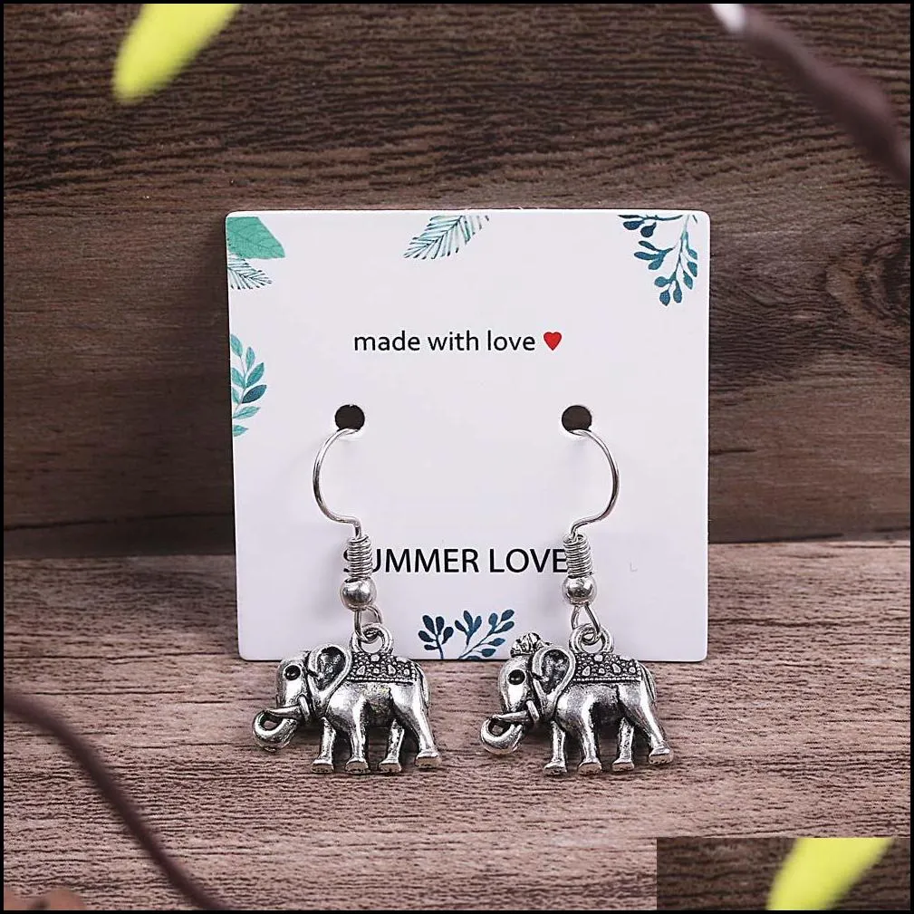 vintage silver horse elephant cat hook dangle earring for women cute animal elk pendant earrings trendy jewelry with gift card