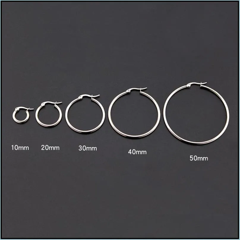  fashion 316l stainless steel big hoop earrings for cartilage women gold silver small circle round earrings jewelry wholesale