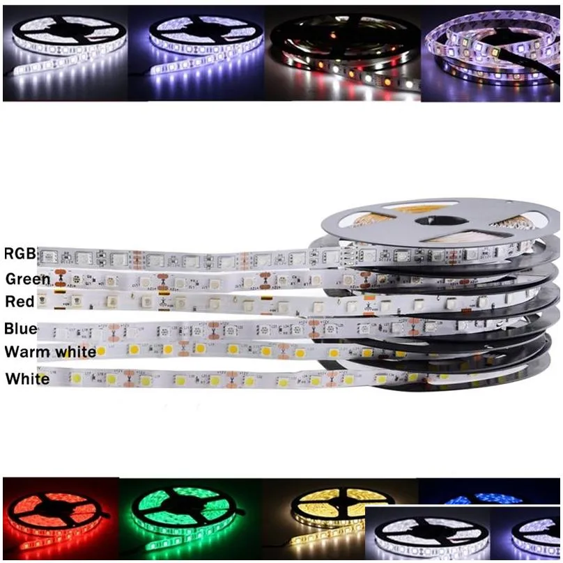 5v 12v 24v led light strip tv backlight waterproof smd 5050 5m warm white rgb led strip light for room bedroom