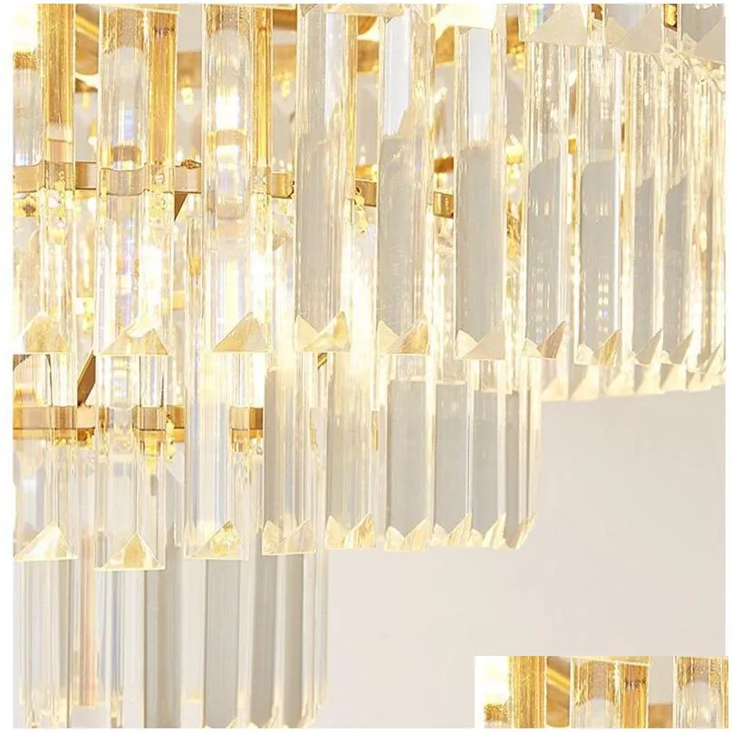 k9 crystal chandelier 6 layer luxury home pendant lamp indoor lighting for staircase living room decoration