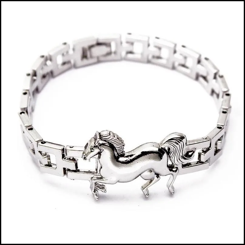 stainless steel horse charm bracelet for women thick watch chain bracelet europe style fashion jewelry wholesale