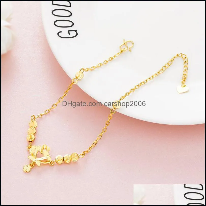 24k gold bracelet on the leg beads ankle bracelets for women crown barefoot crochet sandals anklets jewelry legs chain jewellery 2252