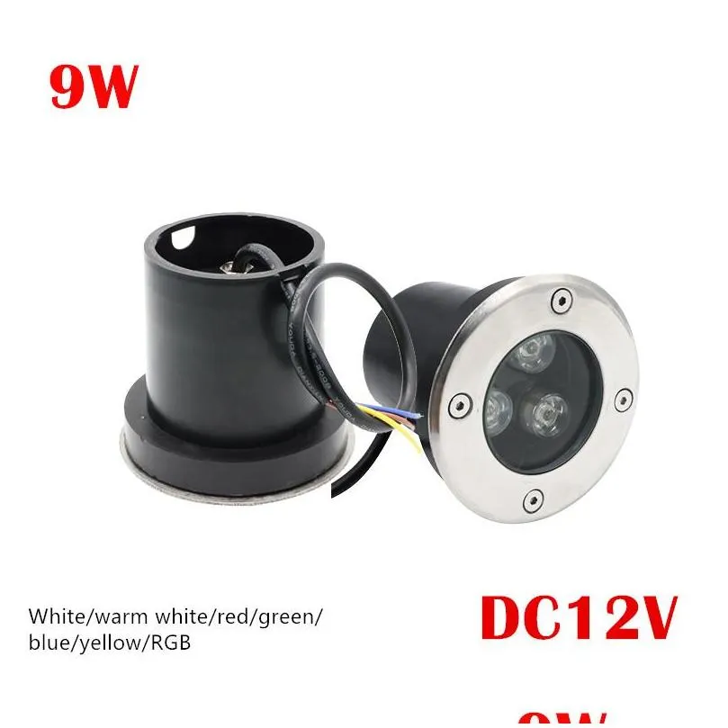 outdoor 3x3w dc 12v garden led underground lamps landscape light 9w highpower tempered glass ip67 waterproof led lamp