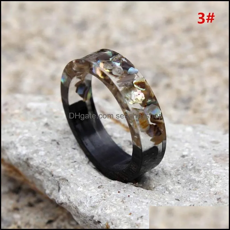  handmade wood resin rings gold foil flowers plants inside rings for women men fashion diy jewelry gift