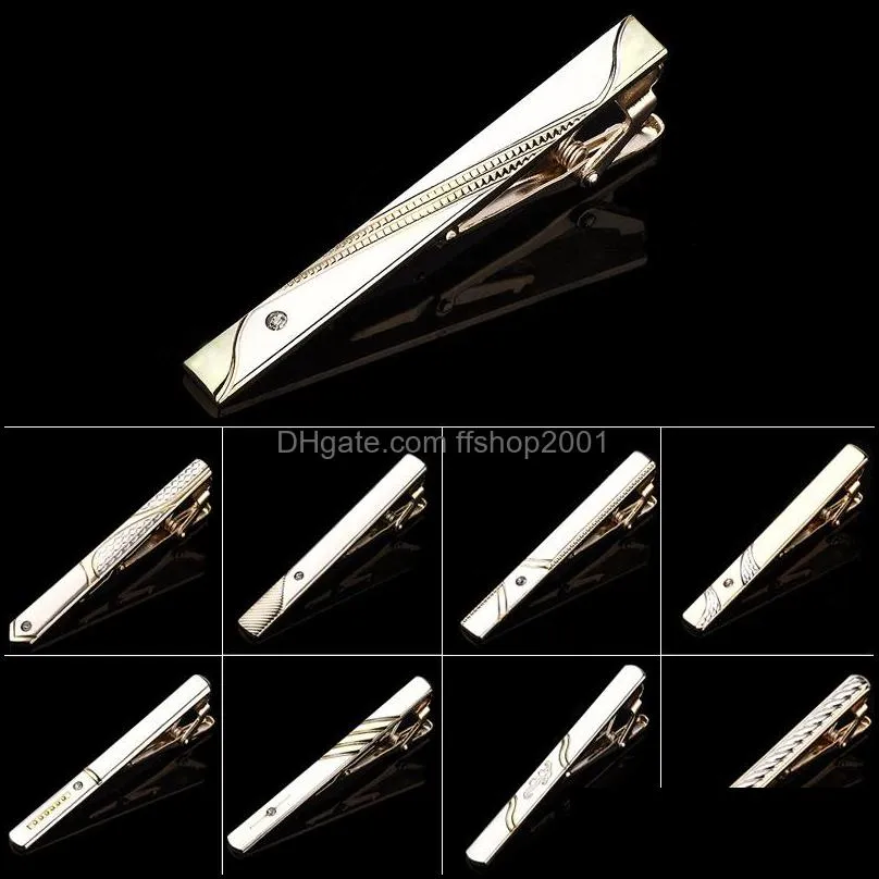  tie clips mens metal necktie bar crystal formal dress shirt wedding ceremony gold tie clip 59 w2