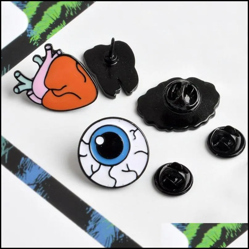 cartoon drop oil human organ brooch pin for collar sweater coat brain eye tooth heart lapel brooches accessories wholesale