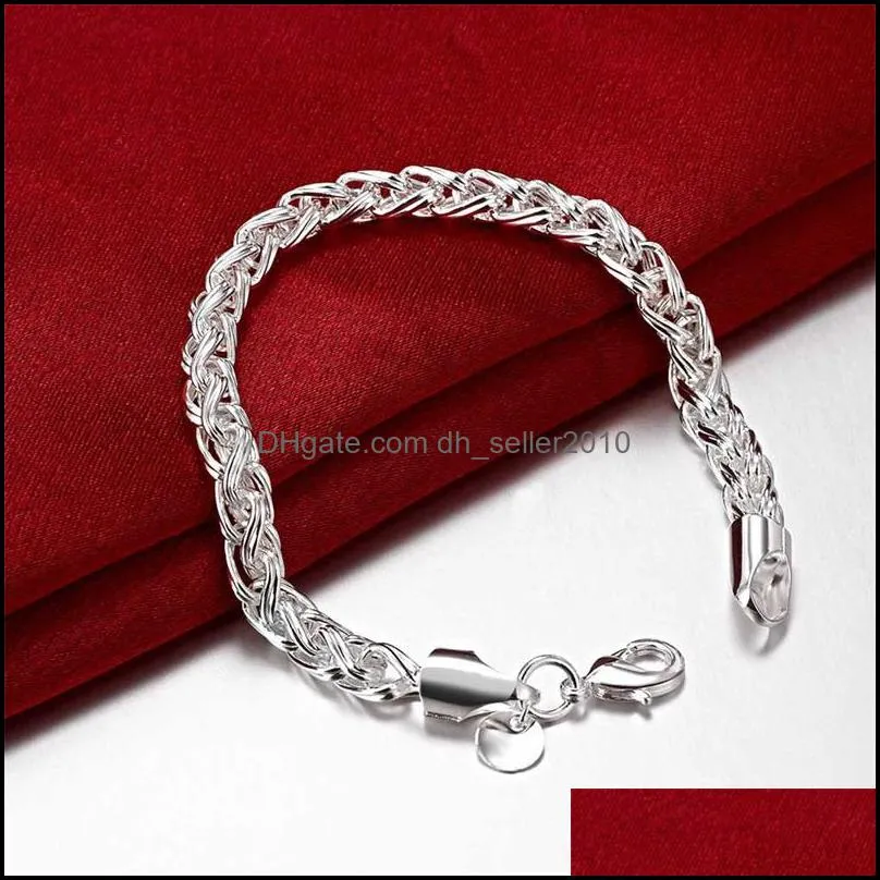 real original 925 silver bracelets simple twist round chain bracelets bangle for men women fine men jewelry gift