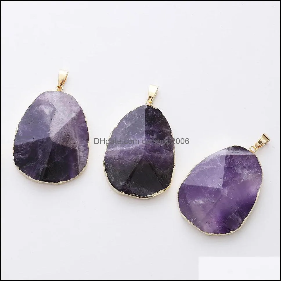 amethyst stone pendant necklace health lucky irregular stone crystals necklaces diy handmade material special jewelry carshop2006