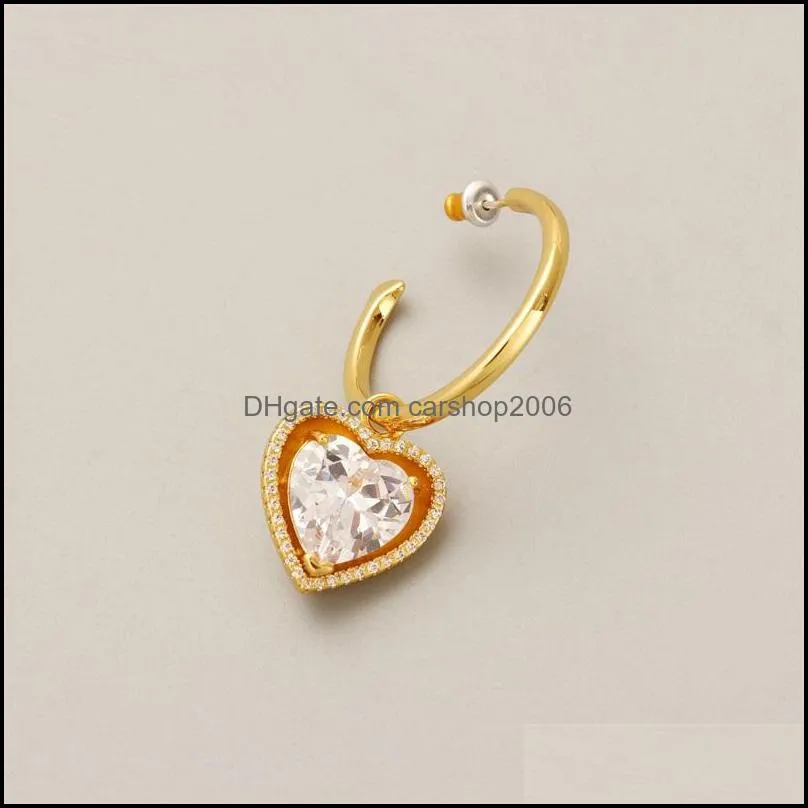 retro love earrings diamondencrusted zircon temperament niche design fashion jewelry luxury earring peach heart ear stud women c3