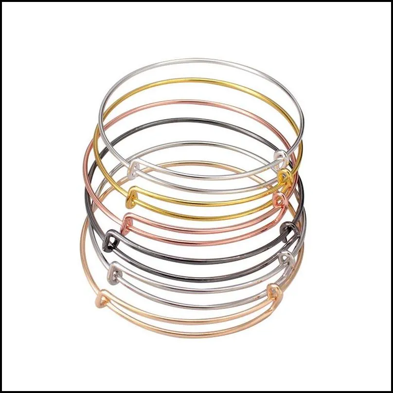 expandable wire bangle bracelet for beading charm 6365mm silver gold color diy women bracelet jewelry gift