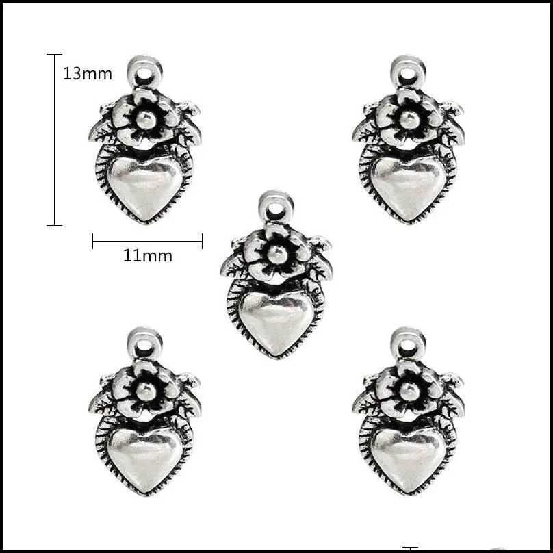 flower heart hollow heart shape pendants charm fit necklace bracelet lovely diy charm for jewelry making