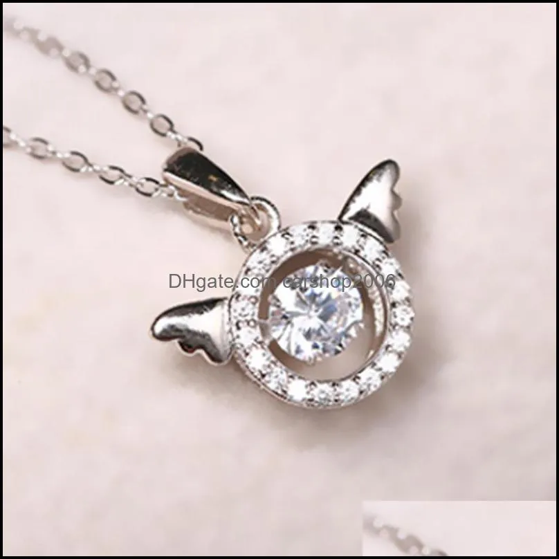 angel wings necklaces trend cute 925 heartbeat beating heart necklace carshop2006