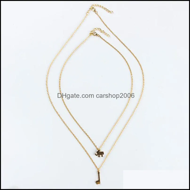 multilayer necklaces elephant necklaces pendants collar women jewelry gift double chain choker necklace carshop2006