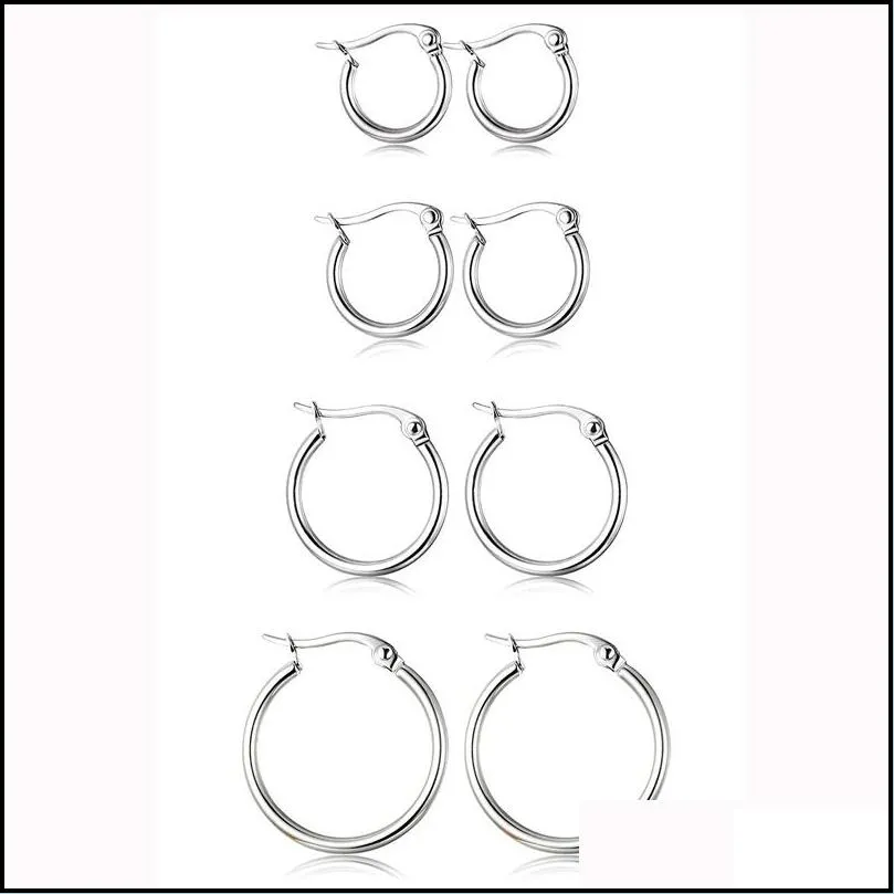  fashion 316l stainless steel big hoop earrings for cartilage women gold silver small circle round earrings jewelry wholesale