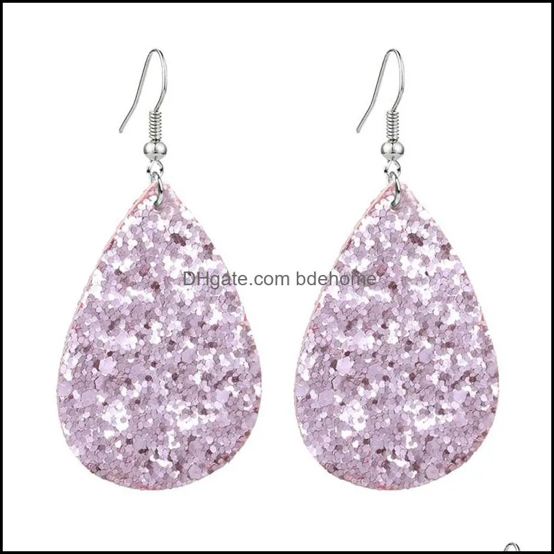 classic sequin glitter pu leather dangle earrings for women personalized star teardrop jewelry statement earrings 3588 q2