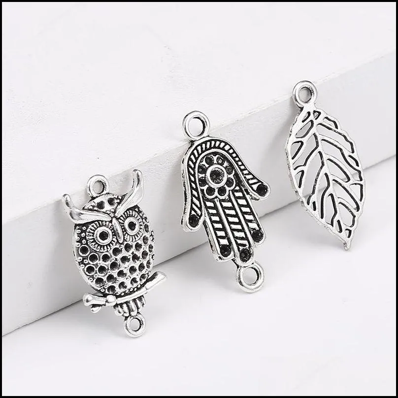 fahion fatima hamsa hand pandents for necklace bracelets vintage sliver heart love owl leaf charm lucky diy jewelry making