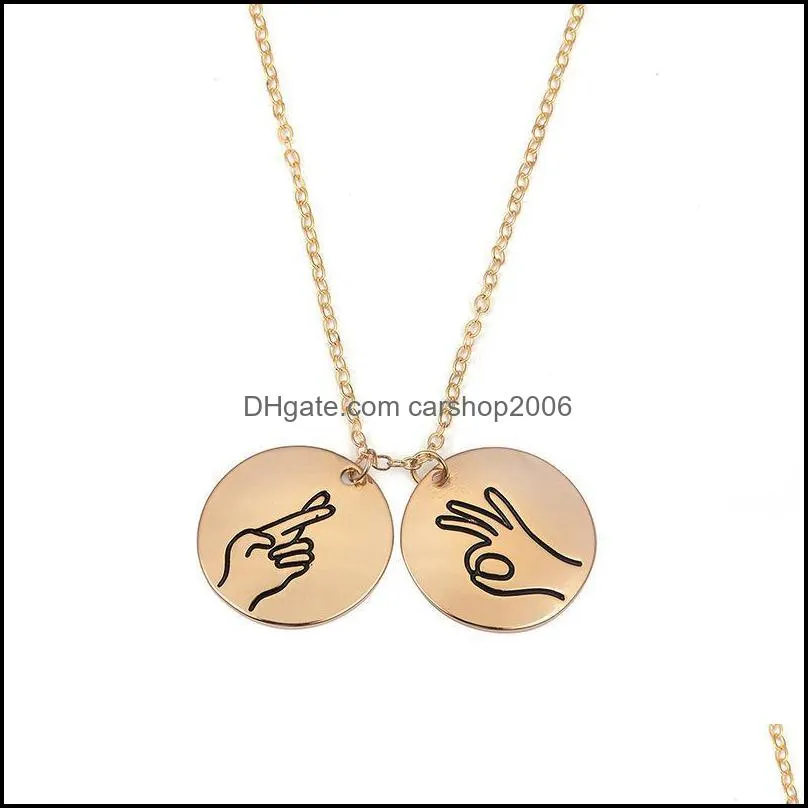 engraved sign language necklace i love you pinky swear okay hand gestures necklace sister friends necklaces carshop2006