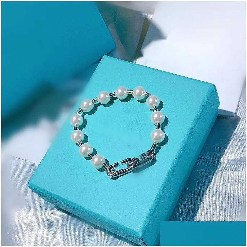 925 silver pearl bracelets strands women simple summer bracelet designer beaded no box