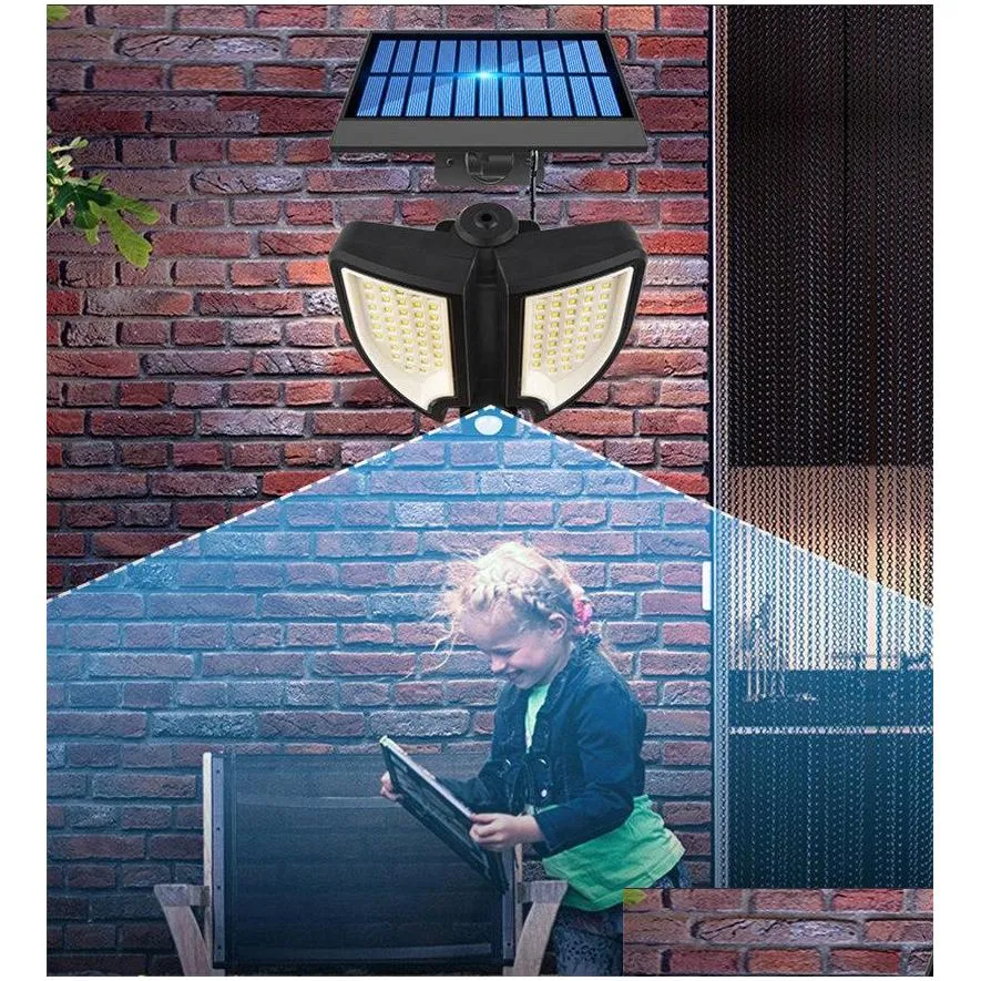 90led solar wall lamp motion sensor waterproof led street light security garden solar lamps with remote control rechargeable outdoor