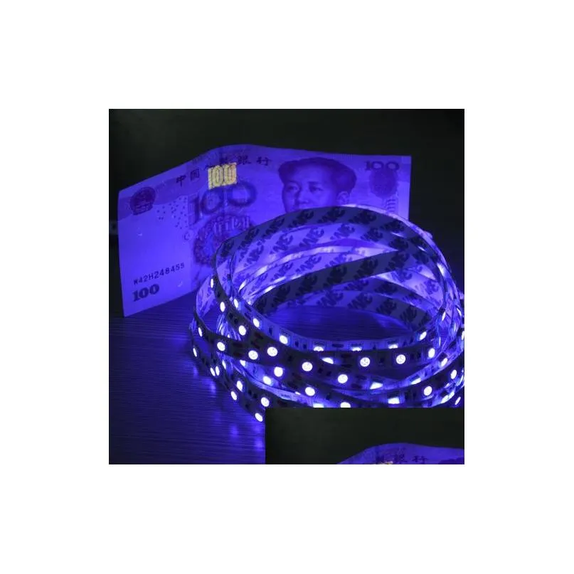 uv purple led stripe light 5050 smd 60led/m dc 12v nonwaterproof 395405nm ultraviolet ray flexible strip tape ribbon