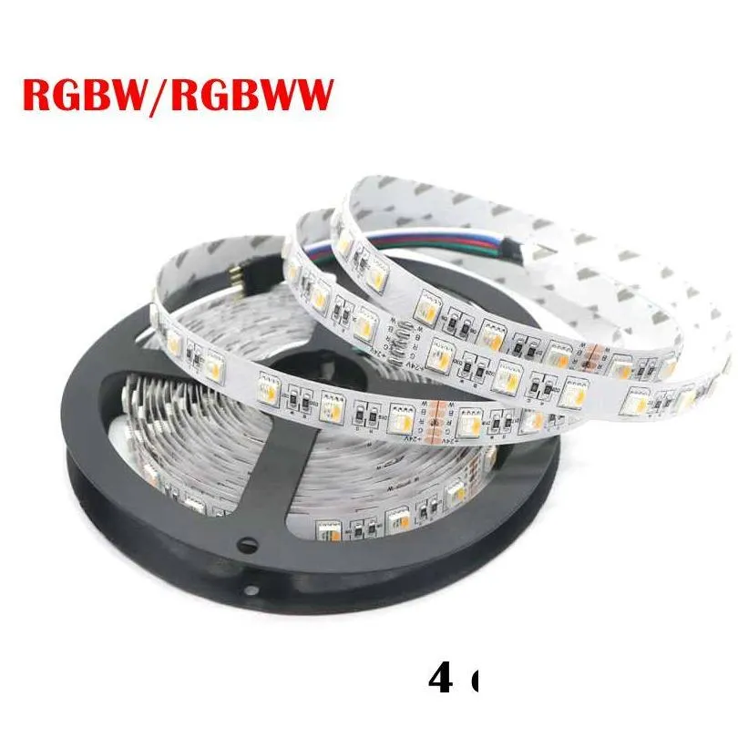 rgbw led strip 5050 smd dc12v 24v flexible light 4 colors in 1 led chip 60 led/m nonwaterproof 5m/lot