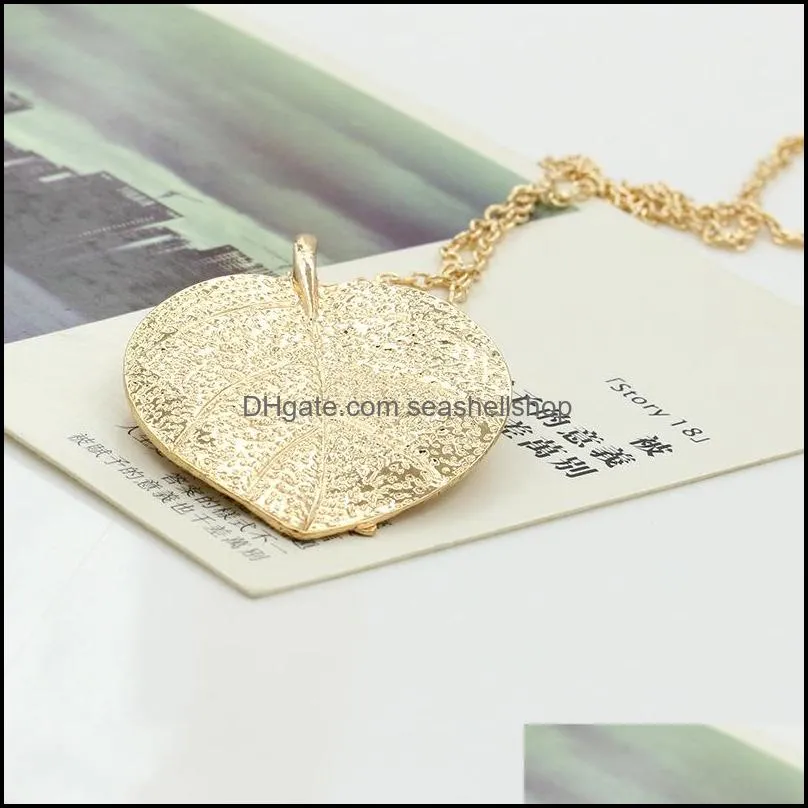 european vintage punk gold leaf leaves pendant necklace chain alloy pendants necklaces for women jewelry valentines day gift