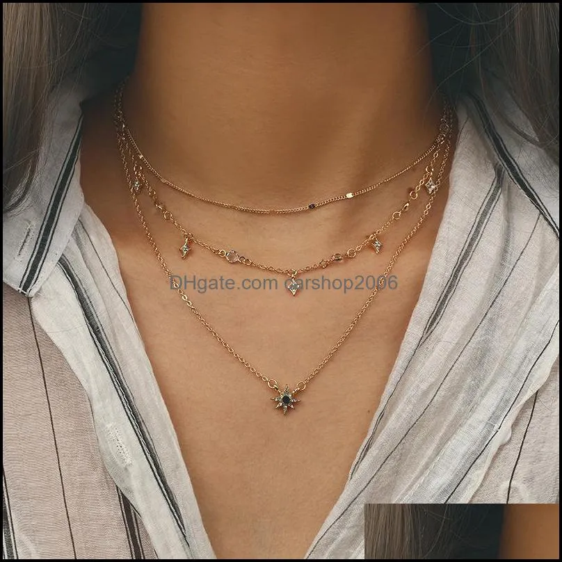 multilayer star pendant necklaces clavicle women gold statement necklace wholesale 3667 q2