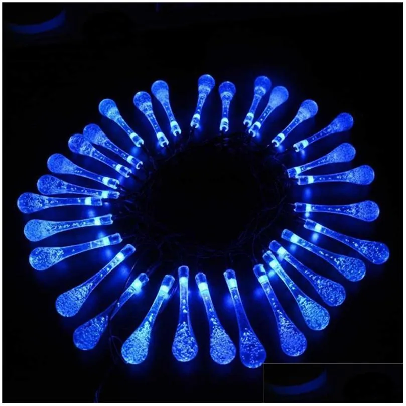 6m 30 led solar christmas lights 8 modes waterproof water drop solar fairy string lights for outdoor garden