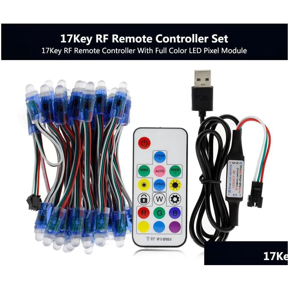 rgb led module ip68 waterproof dc5v full color led pixel module string point lights 50pixels/piece with 17key controller