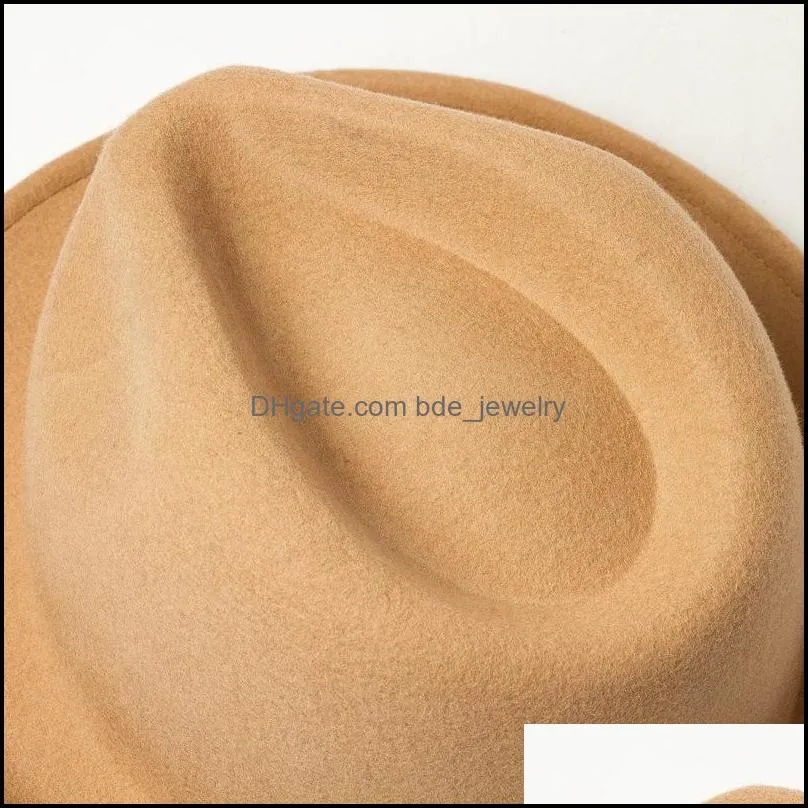 202002hh8175 solid wool classic small brim fedoras cap men women panama jazz hat c030901 297 q2