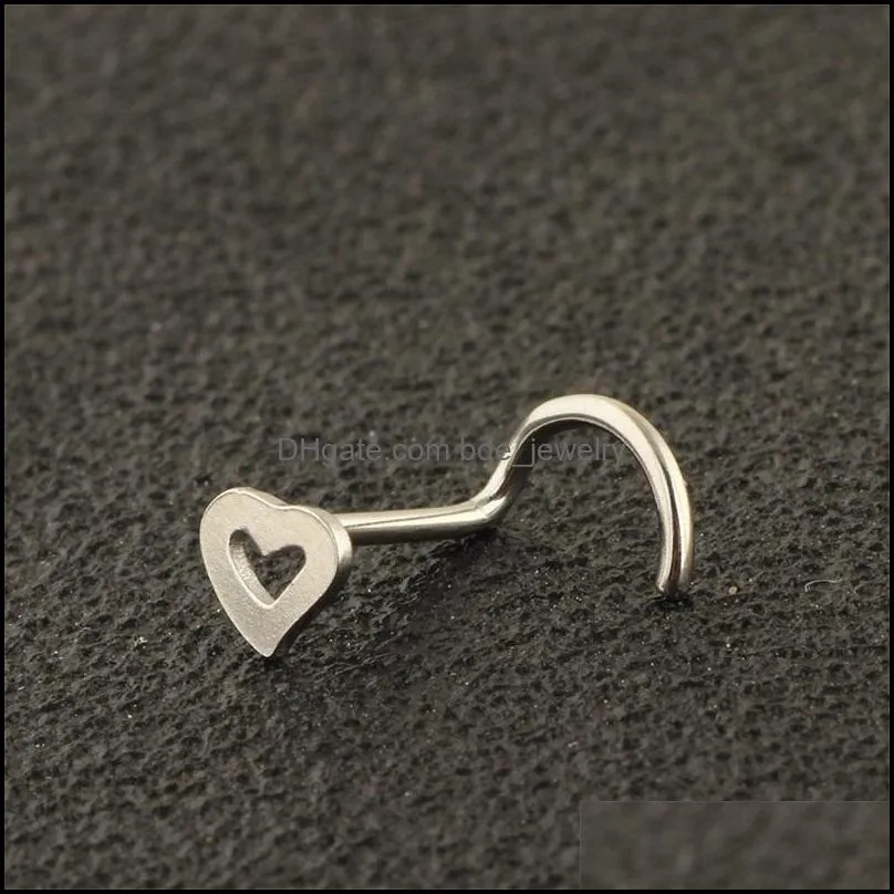 stainless steel studs heart shape multicolor nose rings nose studs hooks nose piercing body piercings body jewelry 163c3