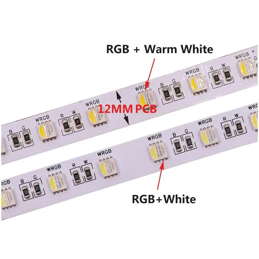 rgbw led strip 5050 smd dc12v 24v flexible light 4 colors in 1 led chip 60 led/m nonwaterproof 5m/lot